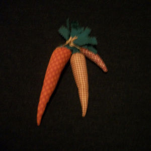 VINTAGE CLOTH HANDMADE CARROTS DECOR OR PINCUSHION